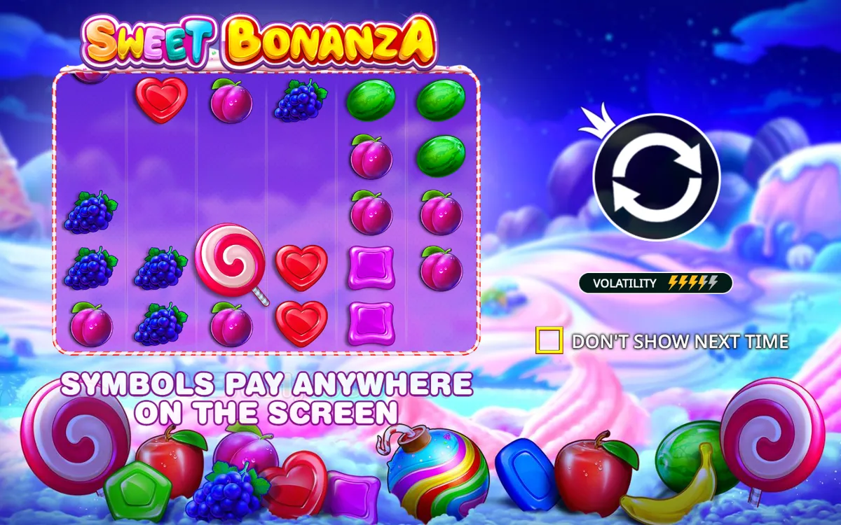 Sweet Bonanza paytable and symbols